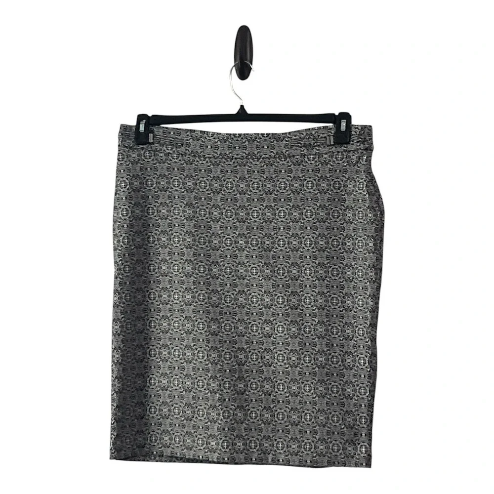 Roz‎ & Ali Women's Black Grey Geometric Print Pencil Skirt Size IX